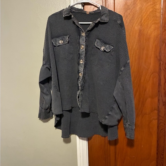 Free People Black Dawn Break Shacket - Picture 3 of 5